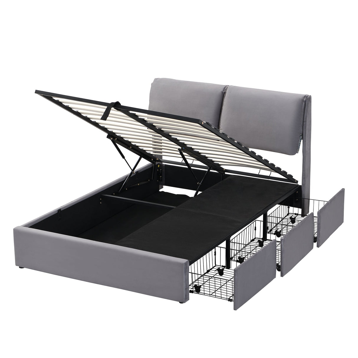 N606P196710G Bed with Large Storage & Adjustable Headboard