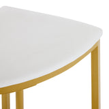 Dining Room Table Set with Four Chairs, MDF Tabletop, Gold-Plated Iron Frame, Velvet Chair, White