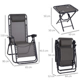 Folding Zero Gravity Chairs with Cup Holders, Reclining, Dark Grey