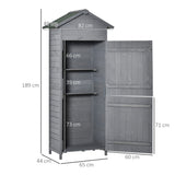Wooden Garden Storage Shed with 3 Shelves, Lockable Doors, Dark Grey