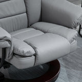 Recliner Chair with Footstool, 130kg Capacity, 135?? Reclining Swivel, PU Leather Grey
