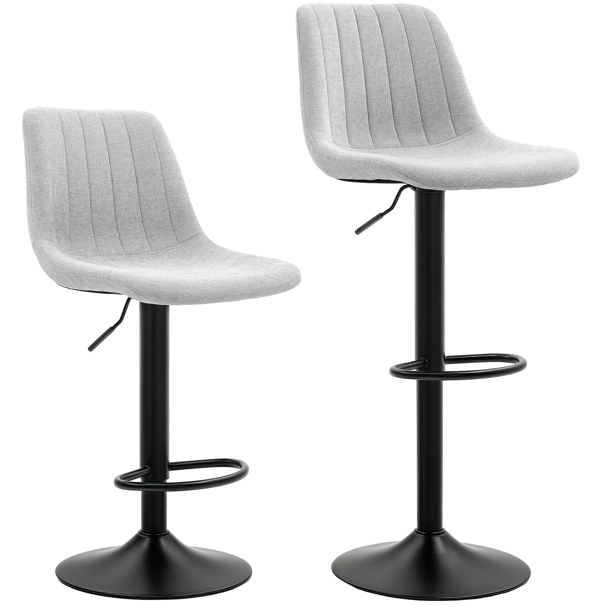 Tub Bat Stools (Set of Two) Chenille-Feel, Grey