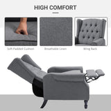 Recliner Armchair, Wingback with Footrest, Grey