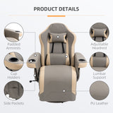 Manual Recliner Armchair with Adjustable Leg Rest, 135?? Reclining, 360?? Swivel, Grey PU Leather