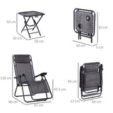 Folding Zero Gravity Chairs and Table Set with Cup Holders, Reclining Garden Yard Pool, Light Grey