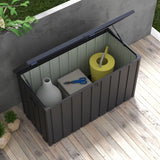 Garden Storage Box with Wheels, 450L Galvanised Steel - Dark Grey