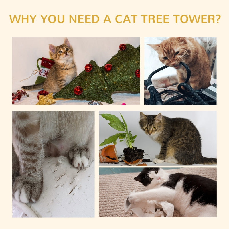 Floor to Ceiling Cat Tree for Indoor Cats, Adjustable Height - Light Grey