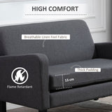 Linen 2-Seat Loveseat with Wood Legs - Grey