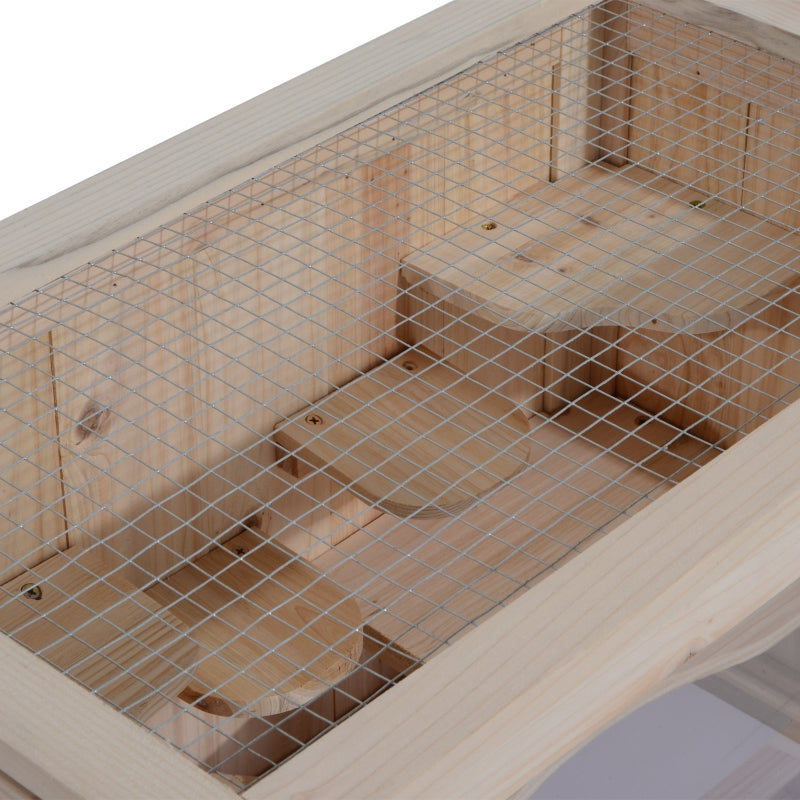 Hamster Cage Rodent Small Animals Play House, Natural Wood Finish