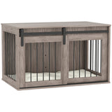 PawHut Dog Crate Furniture with Removable Cushion - Brown