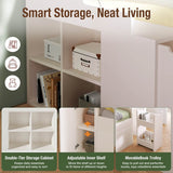 4ft6 Double Wooden Daybed with Side Storage Cabinet - Multifunctional Sofa Bed with USB and Type-C Charging Station, White