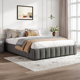4ft6 Double Ottoman Storage Bed Frame Grey Linen – Hydraulic Lift Up Bed Base with Metal Frame