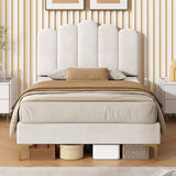3ft Single Velvet Bed Frame - Scalloped Tufted Headboard, Storage Space
