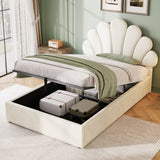 3ft Single Ottoman Storage Bed with Petal Headboard - Upholstered Velvet Bed Frame