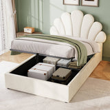 3ft Single Ottoman Storage Bed with Petal Headboard - Upholstered Velvet Bed Frame