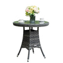 Outdoor Rattan Dining Table - Round Garden Table, Aluminium Frame