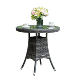 Outdoor Rattan Dining Table - Round Garden Table, Aluminium Frame