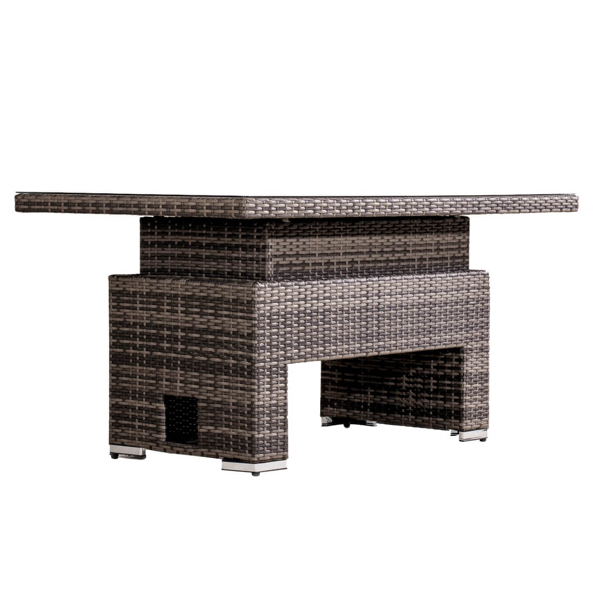 Outdoor Rattan Lift-Top Table with Tempered Glass Top - Garden Coffee Table