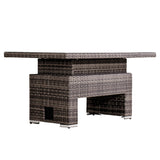 Outdoor Rattan Lift-Top Table with Tempered Glass Top - Garden Coffee Table