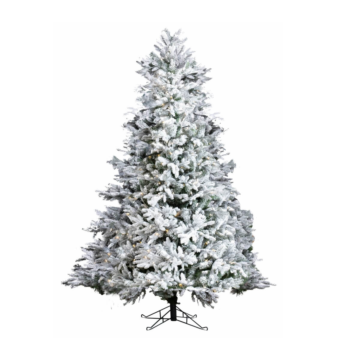 Pre-Lit Flocked Christmas Tree - Artificial Snow-Flocked Christmas Tree with Built-in Lights