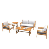4-Seater Solid Wood Outdoor Sofa Set - Garden Lounge with Coffee Table and Side Table
