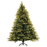 Realistic Full Green Artificial Christmas Tree - PVC & PE Mixed-Foliage Xmas Tree with Pre-Lit Warm White LED Lights, Easy Setup, 6ft/7ft/8ft