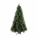 Realistic Full Green Artificial Christmas Tree with Pine Cones & Red Berries - Easy-Setup PVC Xmas Tree, 5ft/6ft/7ft