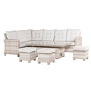 9-Seater Outdoor Corner Sofa Set - Garden Rattan Corner Sofa with Rectangular Lift-Top Table & Footstools