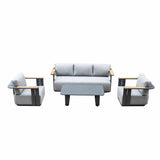 VAREL 4-Piece Sofa Set with TALARA Coffee Table (2 Armchairs + 3-Seater)