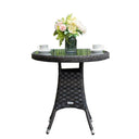 Outdoor Rattan Dining Table - Round Garden Table, Aluminium Frame