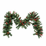 PVC Christmas Garland - Pine Cones & Red Berries with Pre-Lit LED Lights