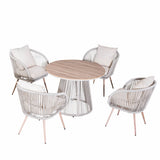 4-Seater Outdoor Dining Set - Round Metal Table with Chairs, Garden Patio Furniture