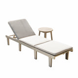 Wooden Garden Sun Lounger Set - Adjustable Backrest with Side Table