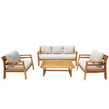 5-Seater Acacia Wood Outdoor Sofa Set – Solid Wood Garden Lounge with Coffee Table
