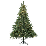 Realistic Full Green Artificial Christmas Tree - PVC Xmas Tree with Pre-Lit Warm White LED Lights, Easy Setup & Indoor Festive Decoration, 6ft/7ft/8ft