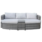 Rattan Outdoor Daybed with Coffee Table - Garden Sun Lounger Sofa