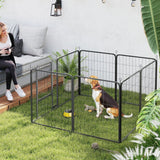 Dog Playpen, Eight-Panel with Door, Large, Indoor, Outdoor, 80cm Tall, Black
