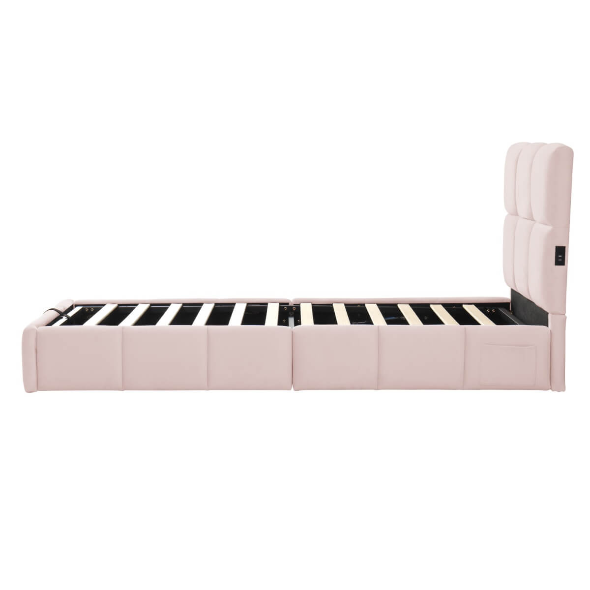 3ft Velvet Upholstered Storage Bed - Single Hydraulic Bed with Headboard, Pink