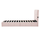 3ft Velvet Upholstered Storage Bed - Single Hydraulic Bed with Headboard, Pink