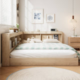 4FT6 Double Storage Bed - White Oak Bed Frame with Ample Storage