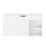 Entryway Shoe Storage Bench - 3-Tier Flip-Up Drawers and Hidden Cabinet, Space-Saving Design, White