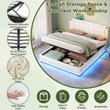 4ft6 Double Velvet LED Hydraulic Bed - Adjustable Tufted Headboard with USB and Type C Charging