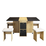 Dining Table Set with 4 Chairs – Extendable & Folding, Multifunctional Dining Table, 120 × 80 × 75 cm