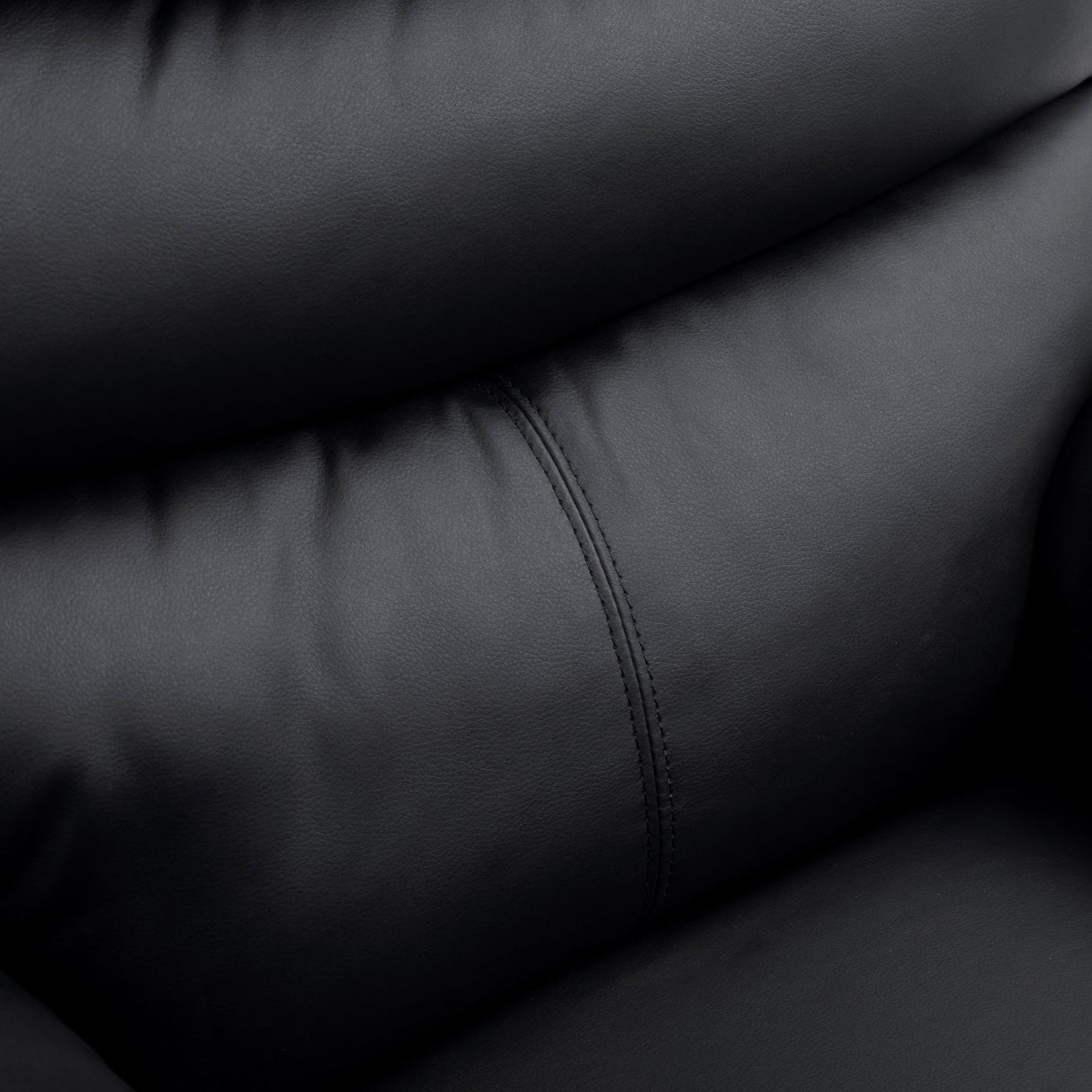 Reclining Chair Manual with Padded Armrests Retractable Footrest, Black PU Leather