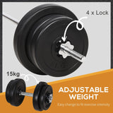 Dumbbell and Barbell Set, 65kg Adjustable Weights for Home Gym - Black