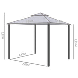 Metal Gazebo 3 x 3 m Double Roof Outdoor Canopy with Mesh Sidewalls, Grey