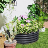 Galvanised Raised Garden Bed with Safety Edging, Outdoor Planter Box, 120 x 120 x 43cm, Dark Grey