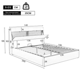 4ft6 Double Upholstered Bed – PU Hydraulic Bed with Concealed Headboard & Bed Box Storage