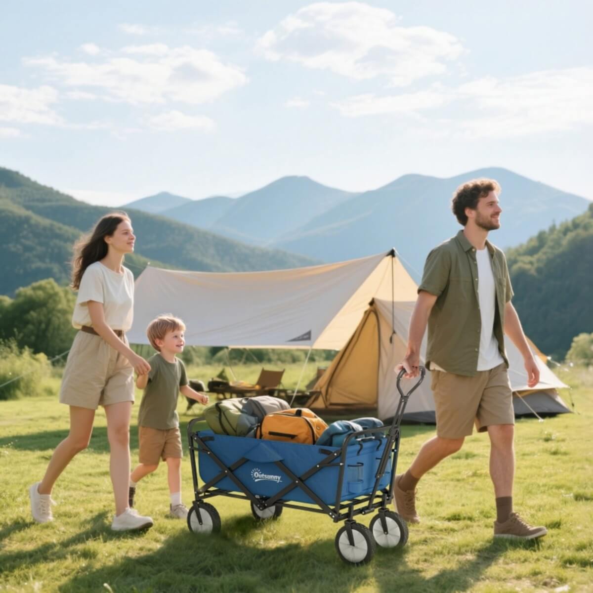 90L Folding Festival Trolley – Adjustable Handle, Portable Camping & Outdoor Cart