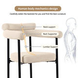 Modern Dining Chairs, Upholstered Armchairs with Armrest, Set of 4, Cream Faux Suede